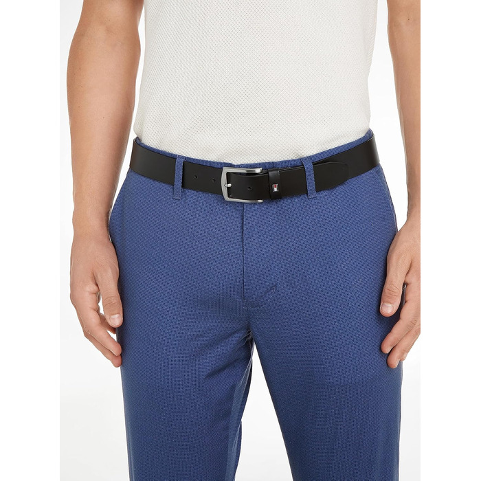 Чоловічий шкіряний ремінь Tommy Hilfiger New Denton 3.5, чорний, розмір 110