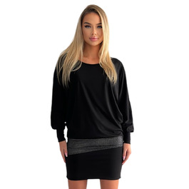 Сукня міні Mississhop святкова блискуча, чорна (S-XXL) - Туніка-пуловер