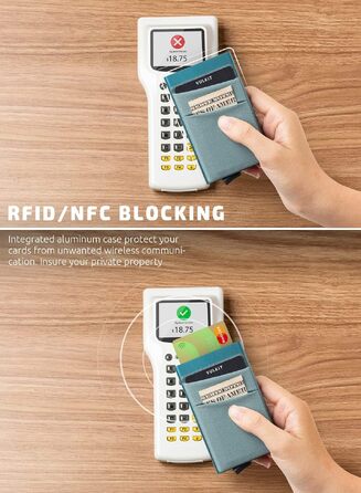 Чоловічий RFID/NFC картхолдер-гаманець VULKIT зі слотом для купюр, мінімалістичний портмоне для 5-7 карток (Смарагдово-зелений)