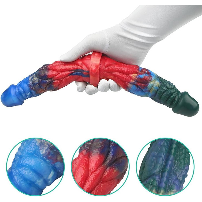 SXOVO Doppeldildo з сильною мускулатурою - великий, м'який, подвійний дилда для масажу G-точки та стимуляції простати. Іграшка для дорослих для жінок, чоловіків та пар.