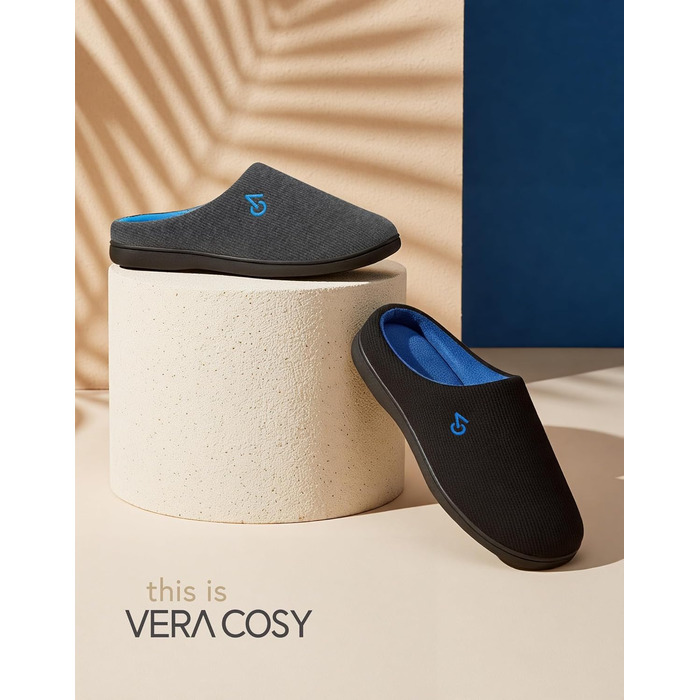 Чоловічі двоколірні капці VeraCosy з ефектом пам'яті Memory Foam, розмір 44/45 EU, сіро-сині
