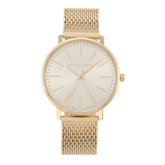 Жіночий годинник Michael Kors Pyper: кварцовий механізм, сталевий плетений браслет, золотистий колір