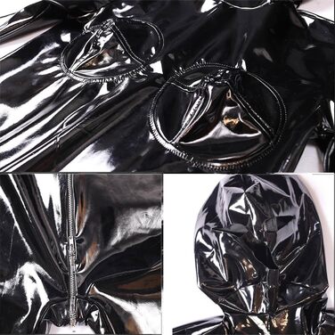 Латексний комбінезон для жінок: чорний, сексуальний, на блискавці, для клубів та сцен, XL