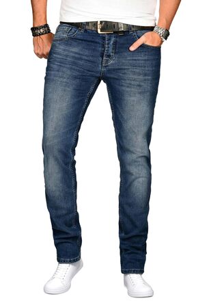 Чоловічі джинси Alessandro Salvarini Slim Fit з ефектом Washed, середньо-сині, стрейч (32W / 32L)