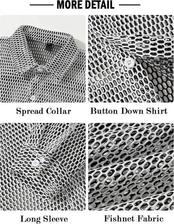 Чоловіча сітка-сорочка AIEOE: прозора сорочка з сітки, ідеальна для вечірок та свят, сірого кольору (S)