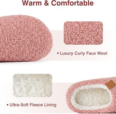 Жіночі зимові капці Evshine з ефектом пам'яті (Memory Foam), теплі плюшеві домашні туфлі, колір темно-рожевий, розмір 38 EU