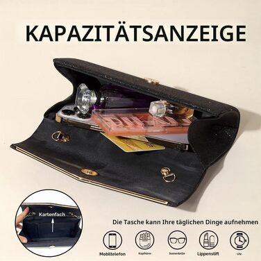 Жіночий вечірній клатч із блискучих паєток з від’ємним ланцюжком, маленька сумка крос-боді для весілля та вечірок (Чорний)