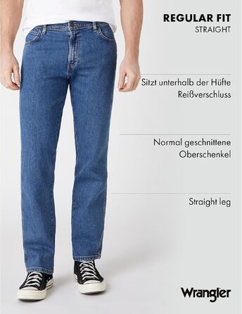 Чоловічі джинси Wrangler Regular Fit Regular - середня посадка, чорні, Stonewash (W44 L30)