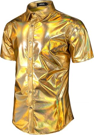 Чоловічий блискучий бронзовий костюм для вечірок JOGAL (золотий блиск, розмір S)