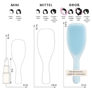 Щітка для волосся Tangle Teezer Ultimate Detangler для вологого та сухого волосся, розплутувальна для густого, кучерявого та довгого волосся, синя (для тонкого та чутливого волосся)