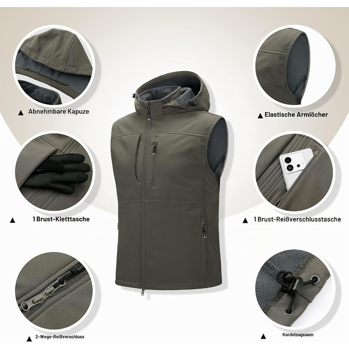 Чоловічий жилет Softshell 33,000ft водонепроникний легкий outdoor для роботи та активного відпочинку, оливковий