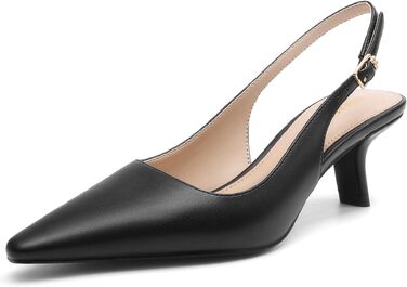 Жіночі туфлі-човники Dream Pairs на низьких підборах (kitten heels) з відкритою п'ятою, чорні, екошкіра, розмір 40 EU