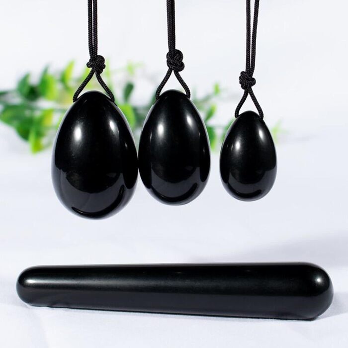 Набір каменів для вагінального тренування Кегель Rosenquarz Jade Yoni Ei - тренування м'язів та гігієна