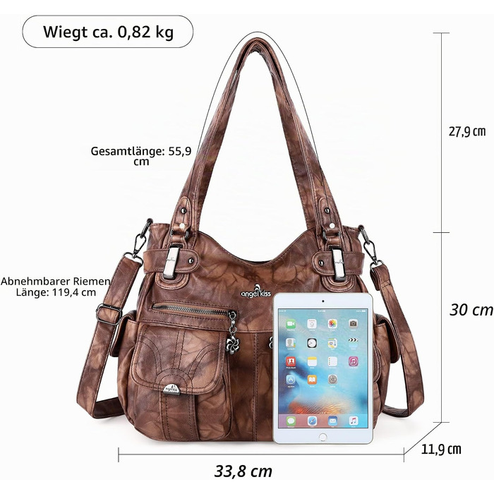 Жіноча сумка-шопер Angel Kiss через плече (Tote-Hobo-Crossbody), коричнева, модель 5739-1
