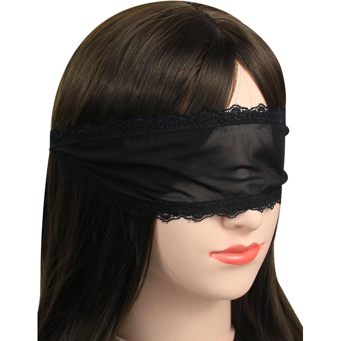 Маска для очей Quizzhe з мереживом - сексуальна маска для сну, косплей, Хелловін, Валентинка (чорна)