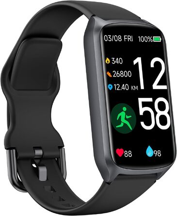 Фітнес-трекер Smart Watch для жінок та чоловіків, водонепроникний 5ATM, моніторинг SpO2, пульсу та сну, 20+ режимів тренувань, крокомір, чорний