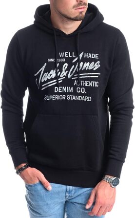 Чоловічий худі Jack & Jones з логотипом, чорний (розмір XL)