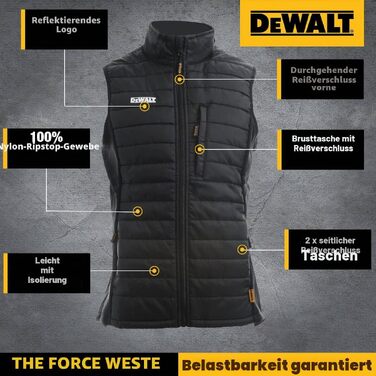 Чоловічий робочий жилет Dewalt Force, приталений крій, чорний, розмір XXL
