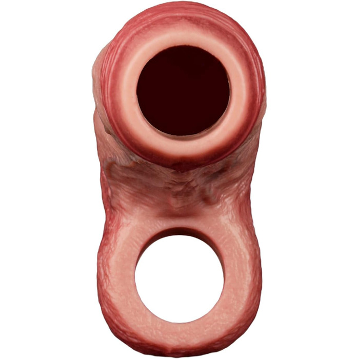 Реалістична секс-іграшка для чоловіків: пеніс-манжета з текстурою вен, шкіряного кольору, з кільцем для яєчок, для уповільнення еякуляції