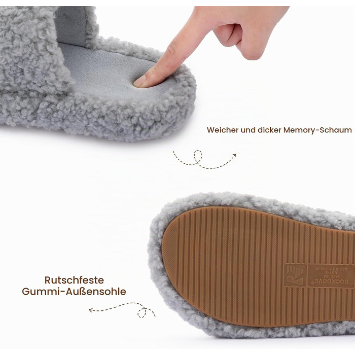 Жіночі м'які капці RockDove з ефектом пам'яті (Memory Foam), світло-сірі, розмір 38/39 EU