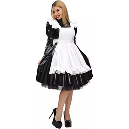 Чорне сукня горничної з ПВХ, косплей, персоналізація 3XL