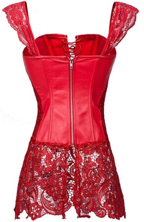 Корсетне плаття Grebrafan з мережива для пишних форм, великі розміри (28-30, червоний)