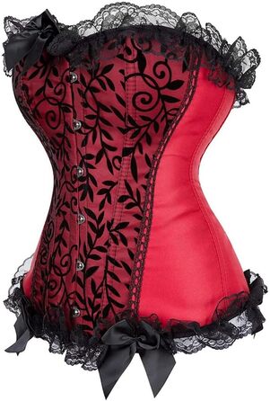 Жіноче корсетне прилягання з атласу/брокату, на шнурівці, корсет з кісточками, розмір S-6XL 32-34, бордовий