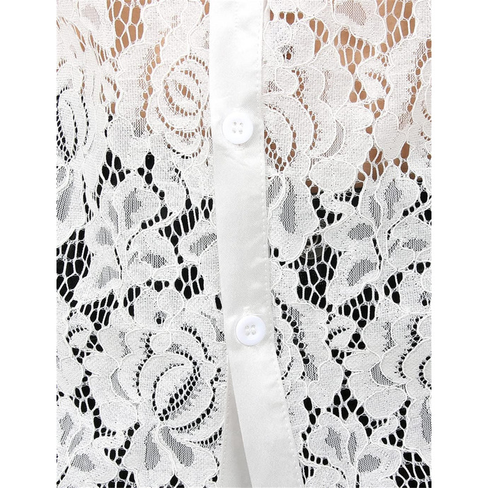 Чоловіча сорочка з мереживом та квітковим принтом, прозора, на вечірку/випускний, бренду Bollrllr