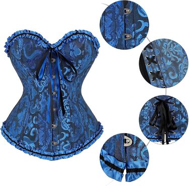 Жіноче корсетне приглудне (корсет-бюстгальтер) з корсетом над грудьми, темно-синій, M