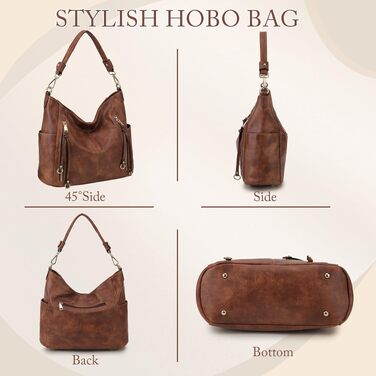 Жіночий набір сумок Chase Chic: велика шкіряна сумка-шопер Hobo та гаманець, коричневий колір, з від’ємним плечовим ременем