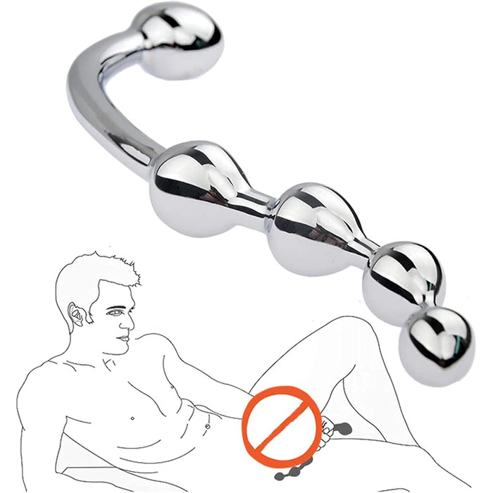 Анальний плаг з подвійним наконечником з нержавіючої сталі для масажу простати та стимуляції G-точки. Підходить для чоловіків та жінок.