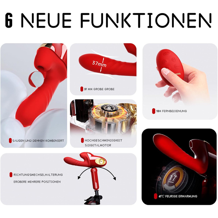 Вібратор для жінок з 10 функцій вібрації, сильний присосок, нагрівається до 42°C, стимулятор G-точки, для пар