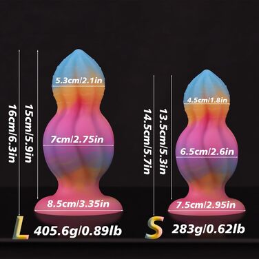 Яскравий світлодіодний анальний секс-іграшка HXLXW з сильним присоском, силікон, для дорослих, G-spot, простата, чоловіки, жінки, пари (L)