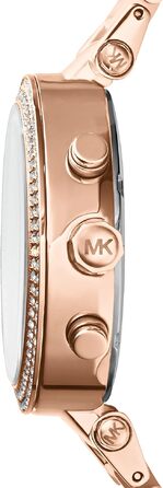 Жіночий годинник Michael Kors Parker кварцовий хронограф, сталевий ремінець, 39 мм, колір рожеве золото та світло-рожевий