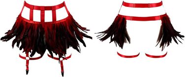 Жіночі мереживні набедрені стрічки, набедрені стрічки, ремінь у стилі панк-готи, ремінь-підтяжки, регульовані, з вирізом, для клубу, вечірки, танців, фестивалів (білий) (червоний)