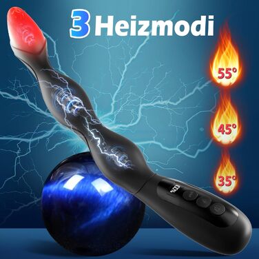 Анальні вібратори для чоловіків з електрошоком та стимуляцією простати, 10 режимів вібрації, 3 режими нагріву. Анальний плагін для чоловіків та жінок. Іграшки для дорослих, анальні плагіни для пар.