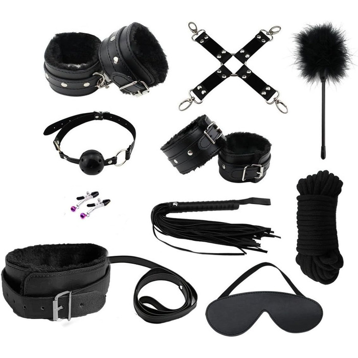 Набір для БДСМ: 11 предметів, фетрове ув'язнення, іграшки для дорослих