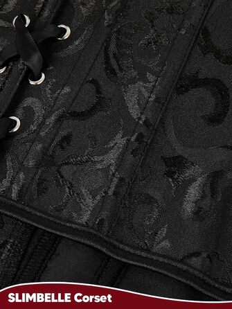 Корсетний топ SLIMBELLE для повного бюсту: готичний корсет з мереживом та шнурівкою, чорний, XL