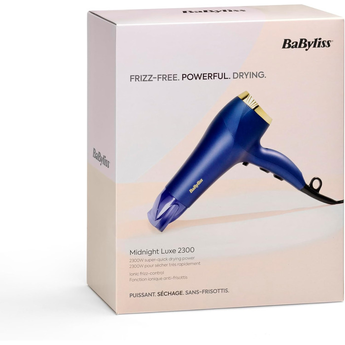 Професійний фен BaByliss Midnight Luxe 5781PE: потужний 2300W, іонна технологія Anti-Frizz, 3 режими температури та 2 швидкості, легкий