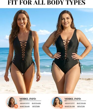 Монокіні Holipick для жінок, розмір plus size, чорний