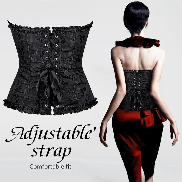 Корсет-топ для повних грудей, чорний: готичний корсет, бюстєль, бодішейпер M-L