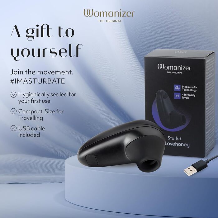 Womanizer Starlet - вібратор для клітора, преміум-якість | 4 режими, тихий, вологостійкий, акумуляторний | Білий/Чорний