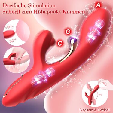 Вібратор Rabbit Sexspielzeug для жінок: стимуляція G-точки, клітора, Dildo. 9 режимів вібрації, стимулятор для дорослих.