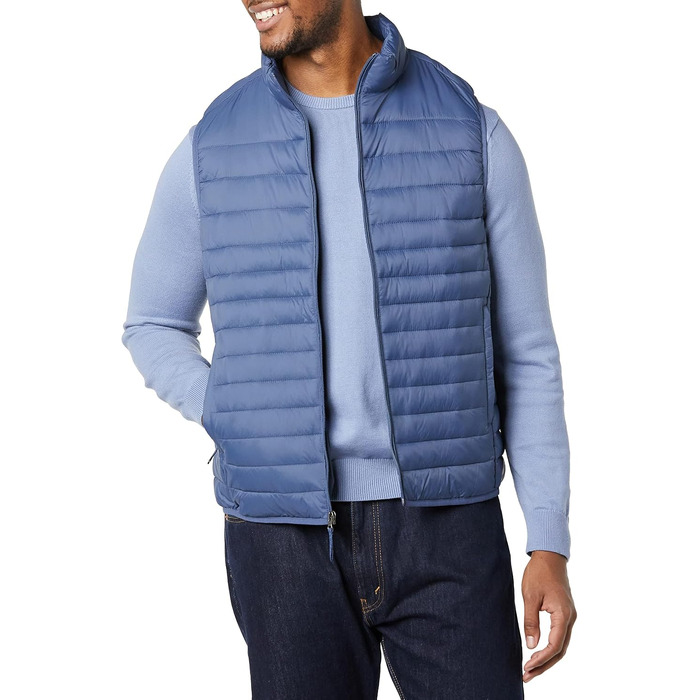 Чоловічий легкий водостійкий жилет-пуховик Amazon Essentials, що складається (XXL, Indigo)