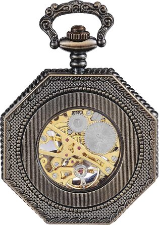 Чоловічий кишеньковий годинник ShoppeWatch з ланцюжком, механічний з ручним заводом, вінтажний стиль стімпанк (бронза), аксесуар для костюма 1920-х років