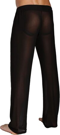 Чоловічі прозорі штани з сітки, чорні, нічна сорочка, спідня білизна, нейлон, сітчасті штани, довгі прозорі штани, чоловічі штани з сітки, штани з тонкої сітки, чорні, XL