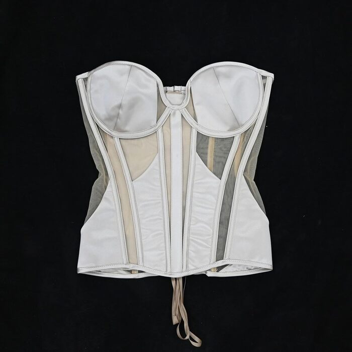 Жіночий корсетний топ у готичному стилі: корсаж на Хелловін, вінтаж, середньовіччя, стеampunk, ренесанс. Формуючий бандаж, сріблястий XL