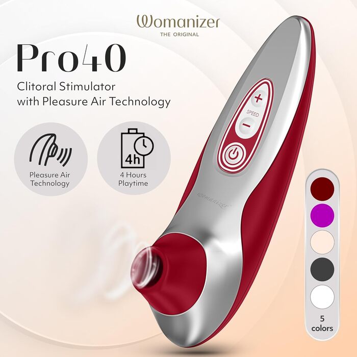 Womanizer Pro 40 - вібратор для клітора, жіночий секс-іграшка | 6 режимів, тихий, вологостійкий, червоний