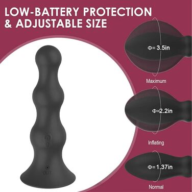 Анальний вібратор PQKuss 2-в-1 з надувним вагінальним розширювачем, силікон, 10 режимів