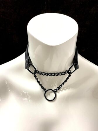 Шкіряне намисто з ланцюгом, готичне намисто з ланцюгом, намисто BDSM (M 38-44 см)